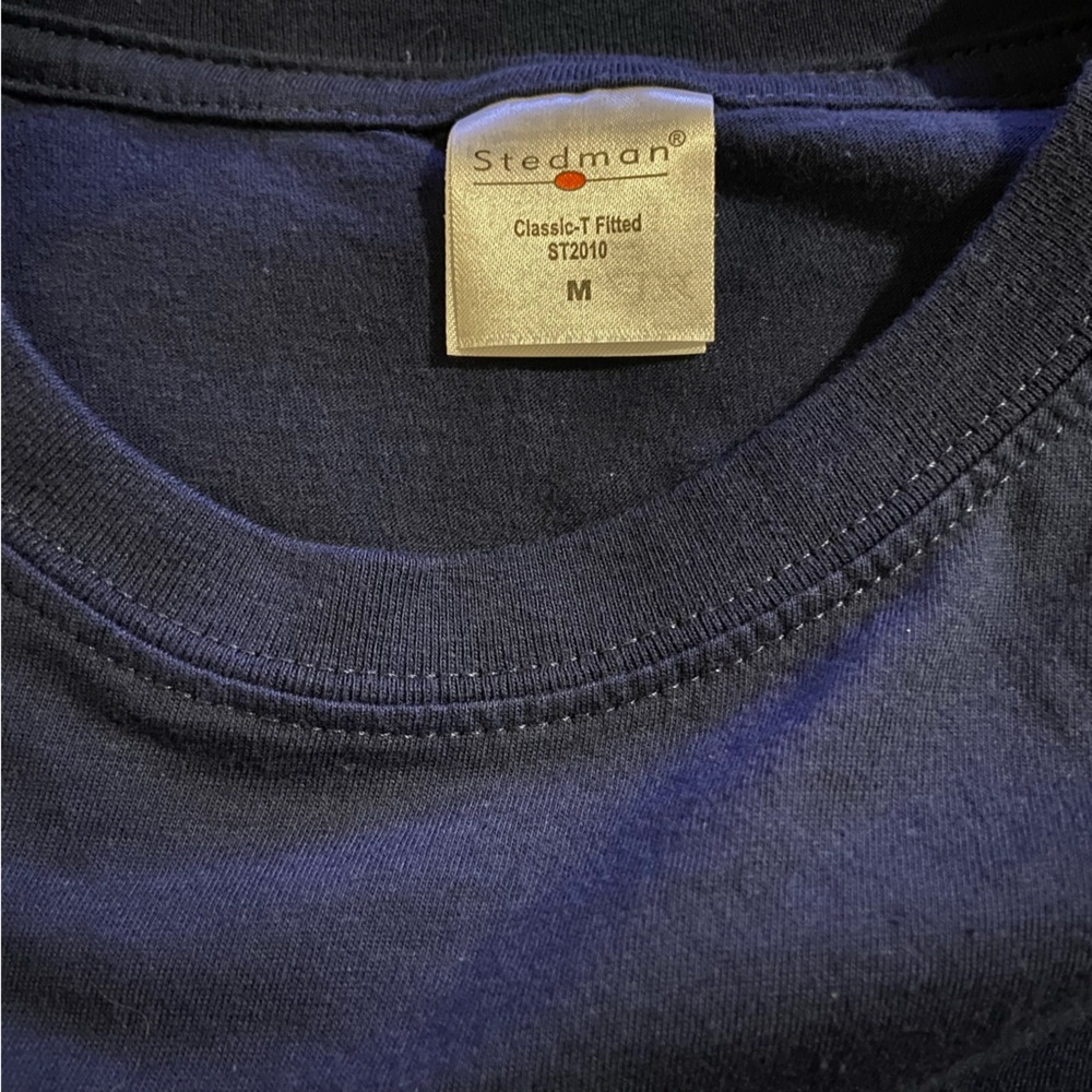 Y2K Bundle of 2 Stedman Graphic Tees Short Sleeve Crewneck Medium Navy Blue - Picture 4 of 6